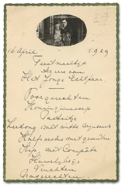 1929-04-16 menukaart huwelijk